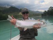 Lindor brothers, trout June Slovenia lake Rainbow